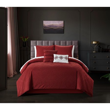 FIXTURESFIRST 5 Piece Miroh Comforter Set, Brick - King Size FI1703670